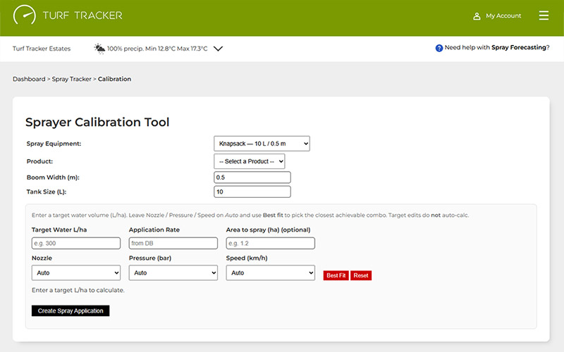 Turf Tracker, spray tracker screenshot